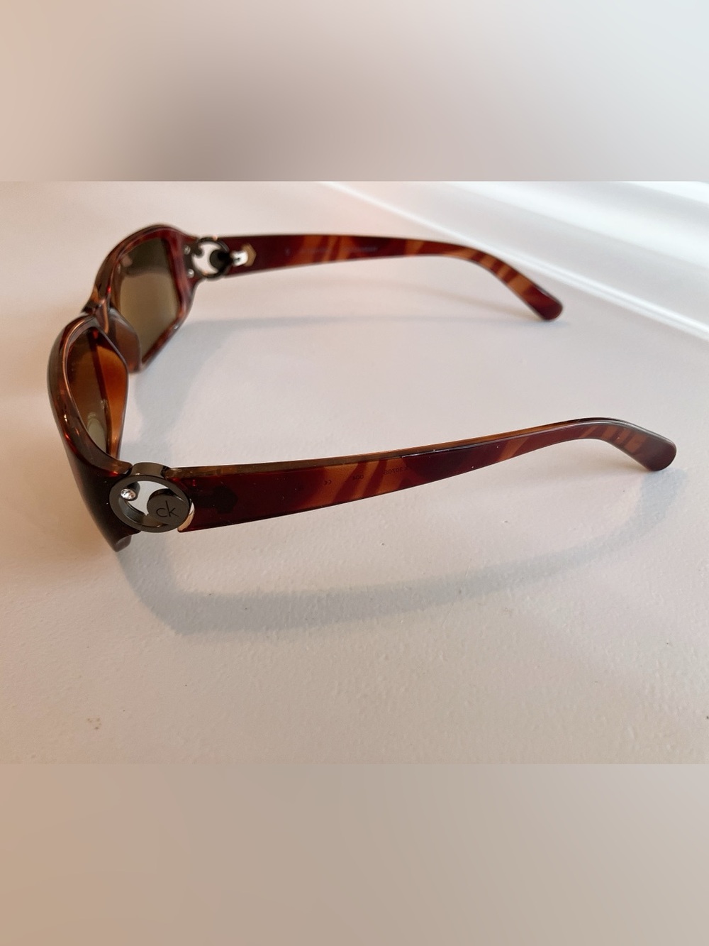 •SOLDVintage 90s CK Calvin Klein Tortoise Shell Square Rectangle Sunglasses•SOLD - Picture 5 of 13